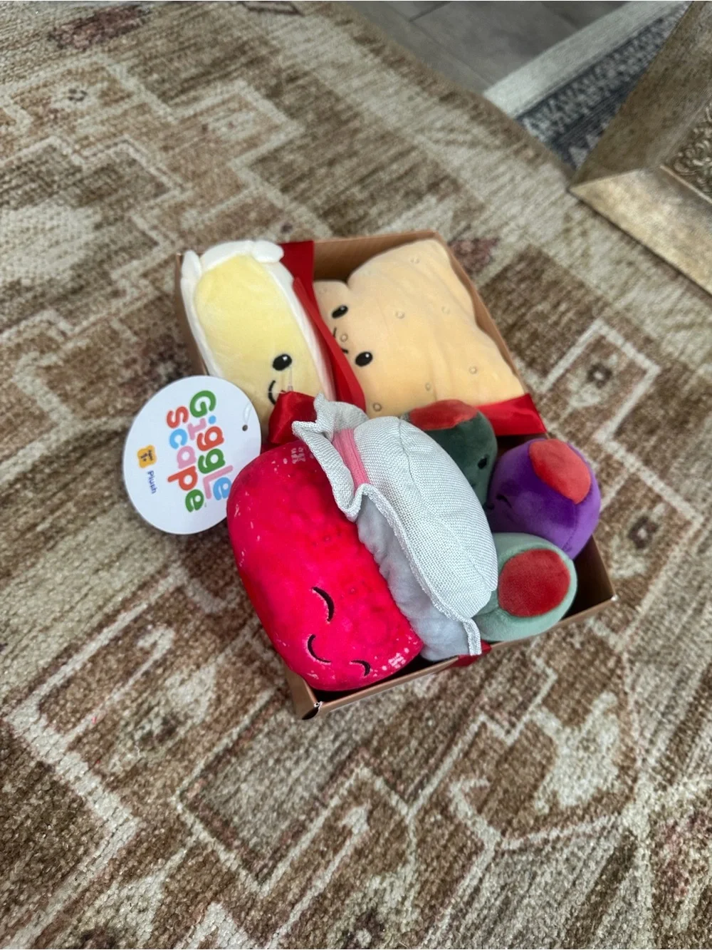 New GiggleScape Children’s Charcuterie Box 4 Plush Cheese, Olives, Jam, Crackers